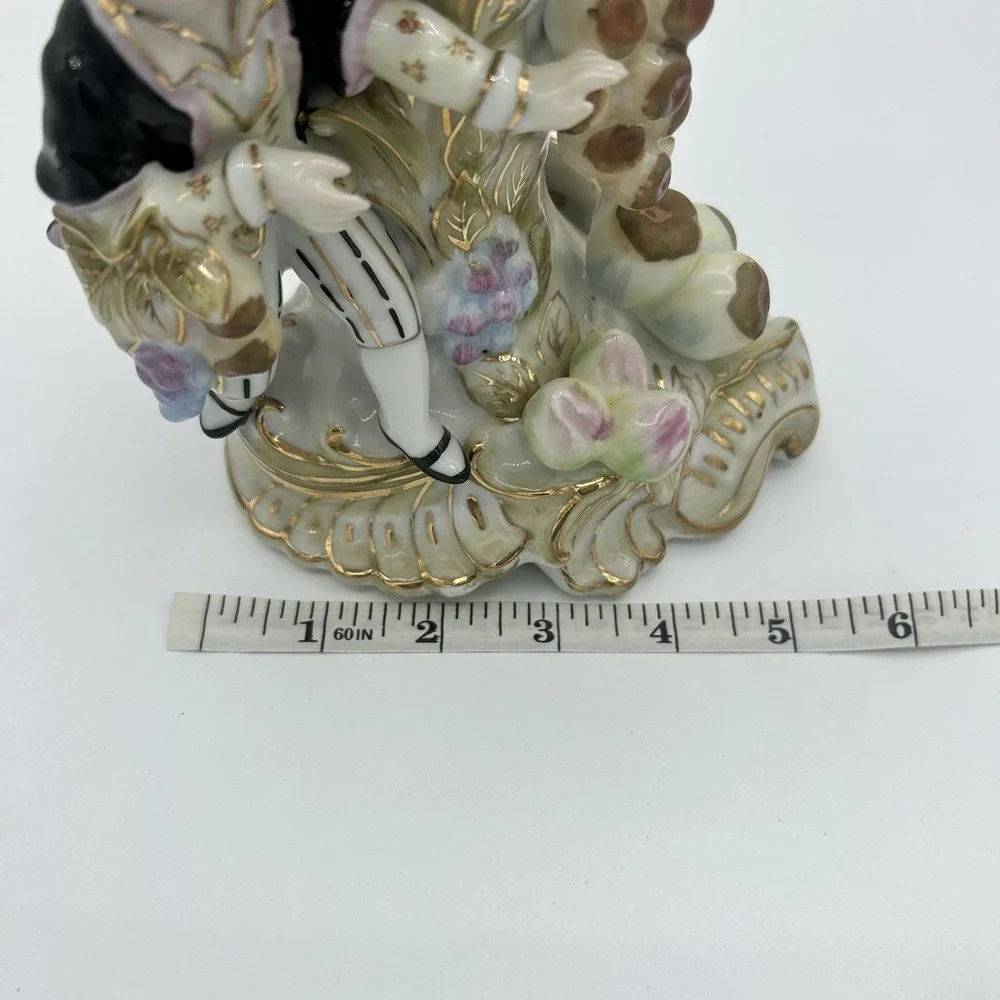 2 Pc Lenwile Ardalt Colonial French Boy & Girl Fruit Flower Double Vase Figurine